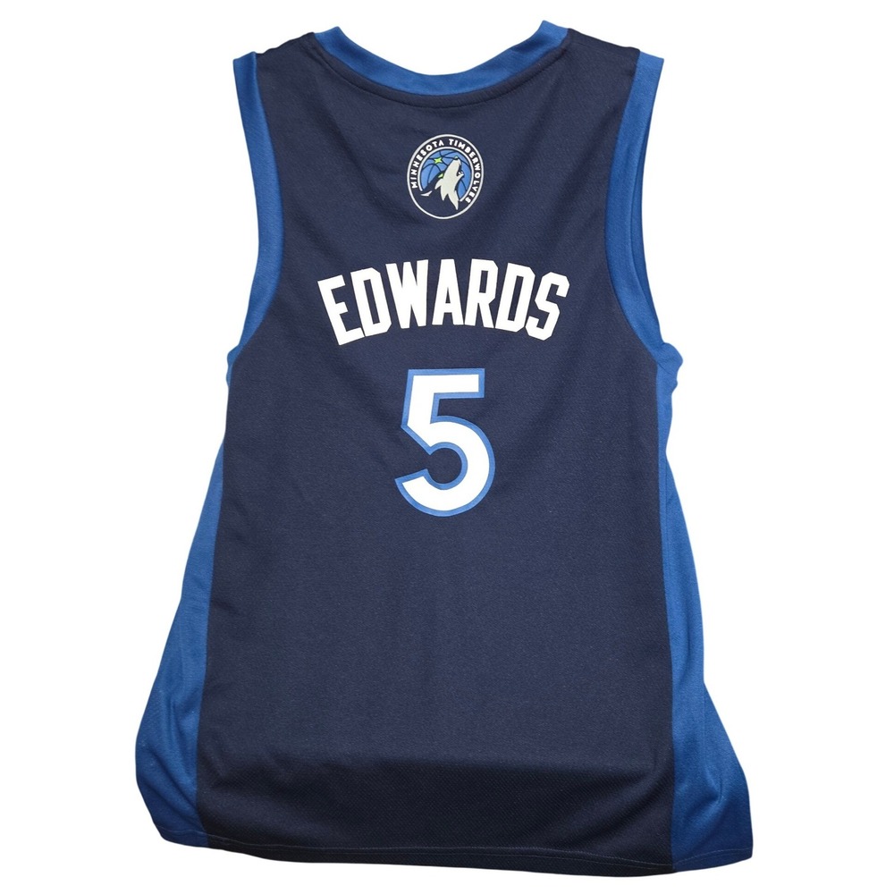 NBA Minnesota Timberwolves Anthony Edwards 5 Jersey Kids Large Navy Blue New - Picture 2 of 4